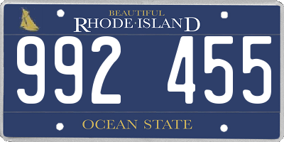 RI license plate 992455