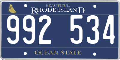 RI license plate 992534