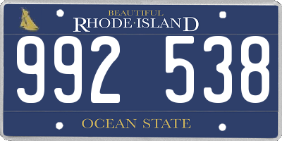 RI license plate 992538