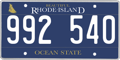 RI license plate 992540