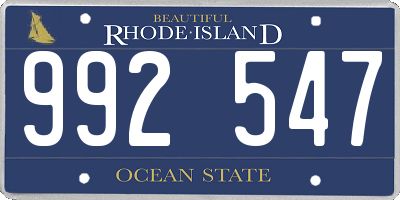 RI license plate 992547