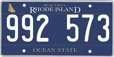 RI license plate 992573