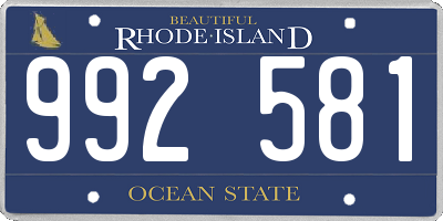 RI license plate 992581