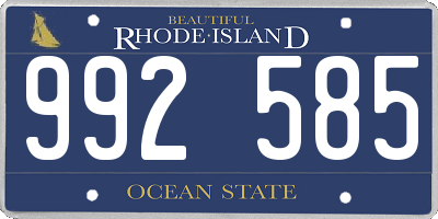 RI license plate 992585