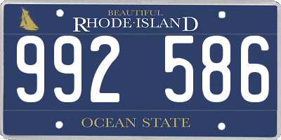 RI license plate 992586