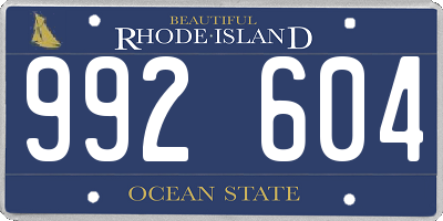 RI license plate 992604