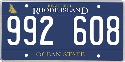 RI license plate 992608