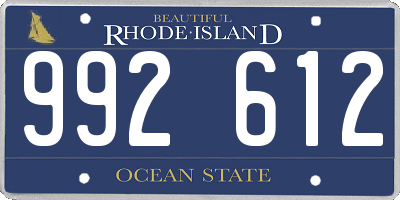 RI license plate 992612