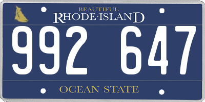 RI license plate 992647