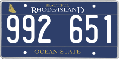 RI license plate 992651