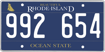 RI license plate 992654