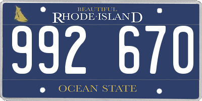 RI license plate 992670