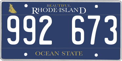 RI license plate 992673