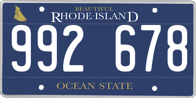 RI license plate 992678