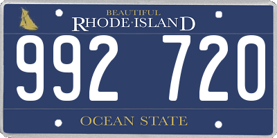 RI license plate 992720