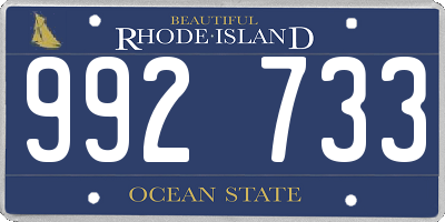 RI license plate 992733