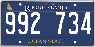 RI license plate 992734