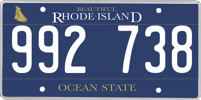 RI license plate 992738