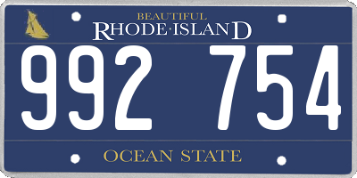 RI license plate 992754