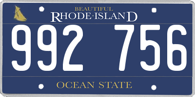 RI license plate 992756