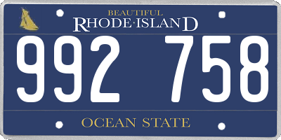 RI license plate 992758