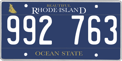 RI license plate 992763