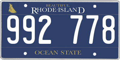 RI license plate 992778