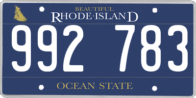 RI license plate 992783