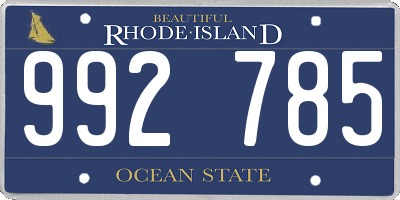 RI license plate 992785