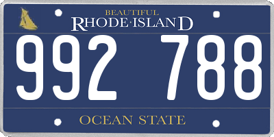 RI license plate 992788