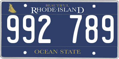 RI license plate 992789