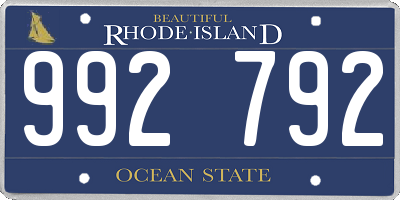 RI license plate 992792