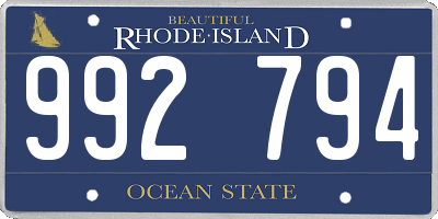 RI license plate 992794