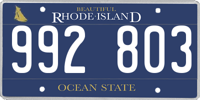 RI license plate 992803