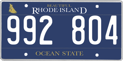 RI license plate 992804