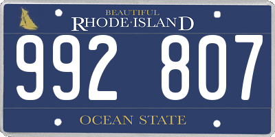 RI license plate 992807