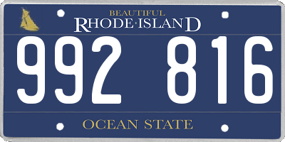 RI license plate 992816