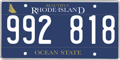 RI license plate 992818