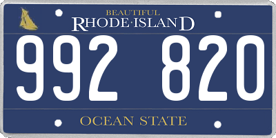 RI license plate 992820