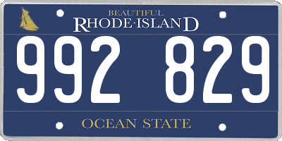 RI license plate 992829