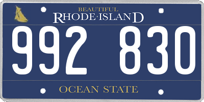 RI license plate 992830