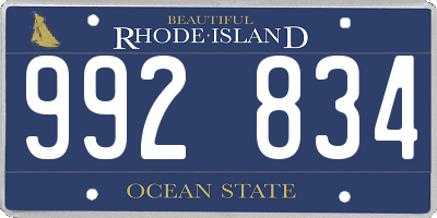 RI license plate 992834