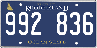 RI license plate 992836