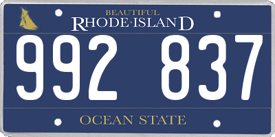 RI license plate 992837