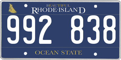 RI license plate 992838