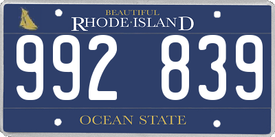 RI license plate 992839