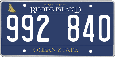 RI license plate 992840