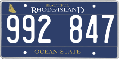 RI license plate 992847