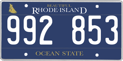 RI license plate 992853