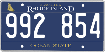 RI license plate 992854